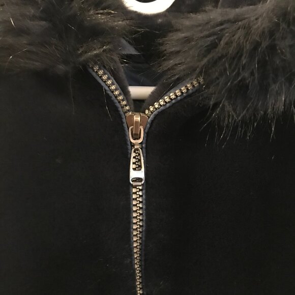 Olympia faux fur coat blue hood women's L full zip winter coat luxury whimsy - Picture 3 of 7